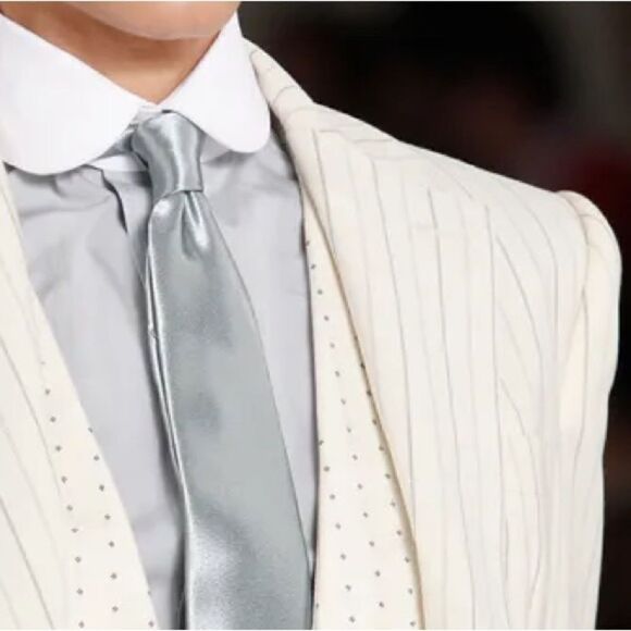 Ralph Lauren~ Collection Spring 12 Cream Pinstripe Wool Blend Crepe Casey Blazer - Picture 13 of 16